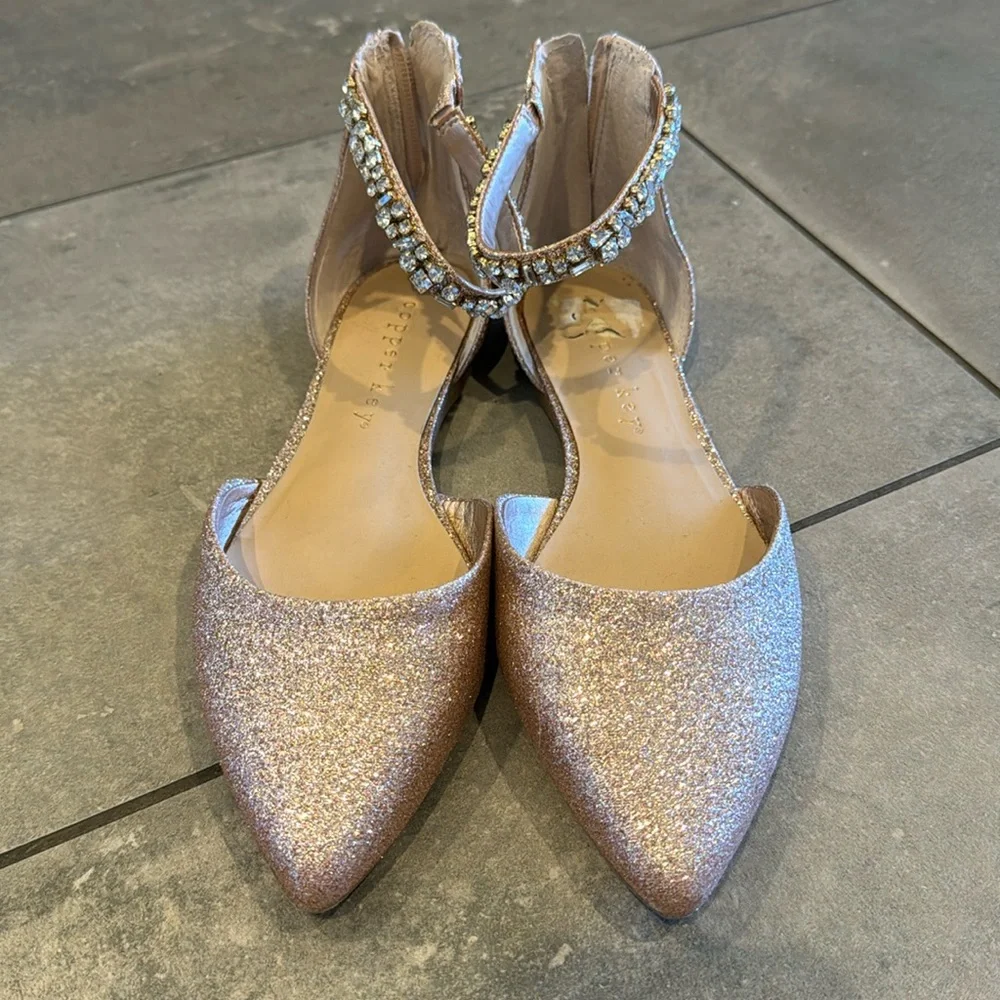 Pink glitter and ankle stone flats - Picture 1 of 5